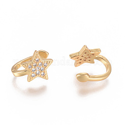 Серьги-манжеты с цирконом из позолоченной латуни X-EJEW-L244-39G