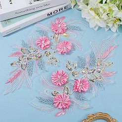 Полиэстер вышитые кружевные нашивки на ткань&nbsp;AJEW-WH20070-078