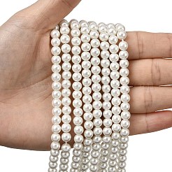 Круглые бусины из экологически чистого окрашенного стекла с жемчугом&nbsp;HY-A008-6mm-RB001