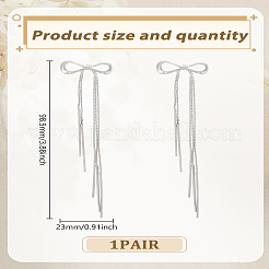 1 пара серег-гвоздиков с кисточками и бантом из сплава&nbsp;EJEW-LP0007-102