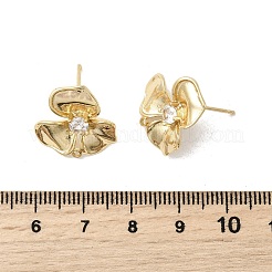 Фурнитура для сережек-гвоздиков в форме цветка из латуни с прозрачными кубическими цирконами&nbsp;LS-KK-A275-01A-G