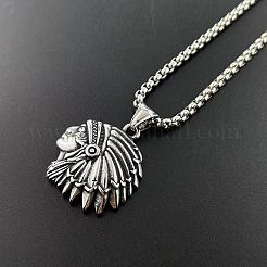 Стильное панк-ожерелье в стиле ретро с подвеской из нержавеющей стали 304 для мужчин в стиле коренных американцев RD0564