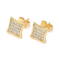Серьги-гвоздики из латуни с микропаве и прозрачным кубическим цирконием&nbsp;EJEW-Z144-09G