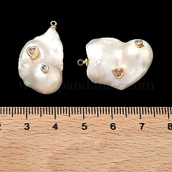 Подвески из латуни и перламутра с микропаве из кубического циркония&nbsp;KK-H259-13D-G01