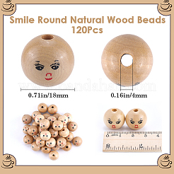 120 шт. необработанные бусины из натурального дерева WOOD-GF0002-21A