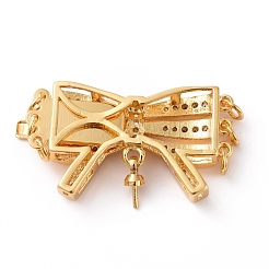 3-прядная латунная застежка из прозрачного кубического циркония с 6 отверстиями и микропаве&nbsp;KK-G427-08G