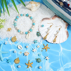 Наборы для самостоятельного изготовления бижутерии из синтетической бирюзы и сплава на тему океана&nbsp;DIY-SC0027-46