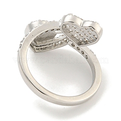 Кольцо-манжета из латуни с микро-паве и цирконием в форме сердца и Девы Марии для женщин RJEW-F162-11P