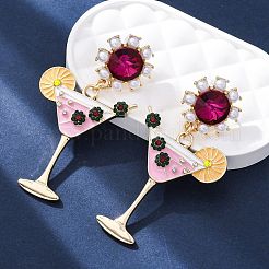 Серьги-гвоздики из цинкового сплава с эмалью и бокалом для вина EJEW-Z088-02G