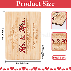 Поздравительная открытка из бамбука на свадьбу&nbsp;AJEW-WH20060-11C