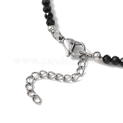 Женские ожерелья из натуральной черной шпинели с треугольными и круглыми гранеными бусинами из гальванического стекла NJEW-JN05666