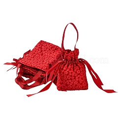 Тканевые высокие жаккардовые цветочные сахарные подарочные сумки на шнурке с ручкой ST-CJ0004-01C