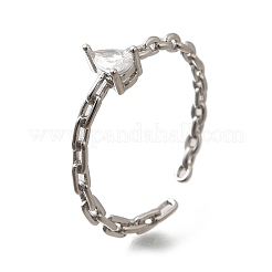 925 открытое кольцо-манжета из стерлингового серебра с паве из кубических цирконий&nbsp;RJEW-R016-01P-01