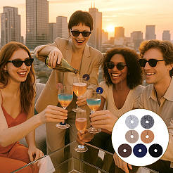 70 шт. 7-х цветные фетровые подвески для бокалов вина AJEW-PH0006-40B