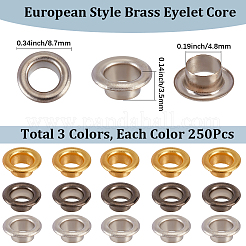 750 шт. 3-х цветный латунный сердечник в европейском стиле&nbsp;KK-GF0001-19