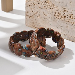 Браслеты стрейч из стеклянных бусин миллефиори ручной работы BJEW-S160-01