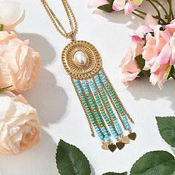 Овальные подвески из богемной нержавеющей стали 304 и искусственного жемчуга NJEW-Z061-10G-01