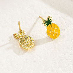 Серьги-гвоздики из латуни в форме ананаса&nbsp;IH2278