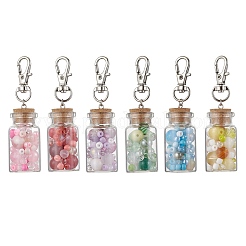 6 шт. стеклянная бутылка желаний внутри лэмпворк и стеклянные бусины подвеска украшения&nbsp;HJEW-JM03260