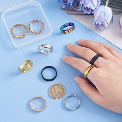 10 шт. 5 цвета 201 нержавеющая сталь простое кольцо для мужчин и женщин&nbsp;RJEW-DC0001-03A