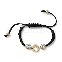 Плоские круглые браслеты со звеньями из нержавеющей стали 304 с ангелом BJEW-A036-04A-G