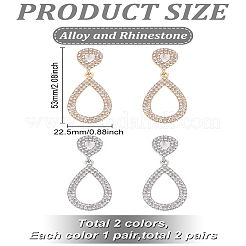 2 пара двухцветных сережек-гвоздиков из сплава со стразами&nbsp;EJEW-LP0001-99