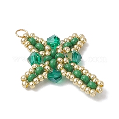 Подвески-кресты из стеклянного бисера&nbsp;PALLOY-MZ00826-07
