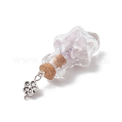 Подвески в виде стеклянных бутылок с натуральным аметистом&nbsp;PALLOY-JF03582-01