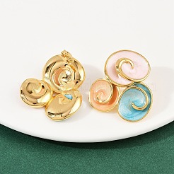 Женские серьги-гвоздики из нержавеющей стали 304 с эмалью в виде спирали&nbsp;LS-EJEW-A138-03G