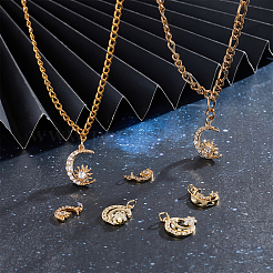 8шт 4 стиля латунные микропаве прозрачные подвески с кубическим цирконием&nbsp;ZIRC-BBC0001-13