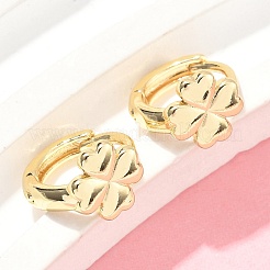 Серьги-кольца из латуни с клевером EJEW-Z102-11G