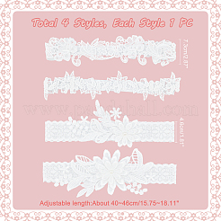 4 стиль 4 шт полиэстеровые кружевные эластичные свадебные подвязки&nbsp;AJEW-GA0004-01