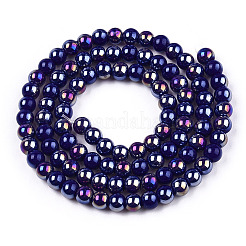 Гальванические непрозрачные стеклянные бусины GLAA-T032-P4mm-AB03