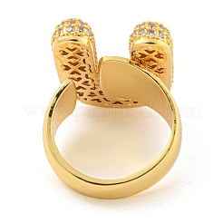 Латунное микро-паве прозрачное кольцо-манжета с буквами кубического циркония для женщин RJEW-M173-01G-U