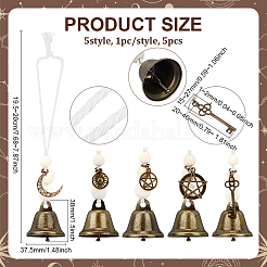 5шт 5 комплекта железных колокольчиков подвесных украшений&nbsp;HJEW-PH02192