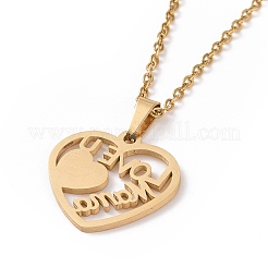 Комплект из серег-гвоздиков и ожерелья с подвеской в виде сердца из нержавеющей стали 304 с надписью «люблю тебя AJEW-B019-07