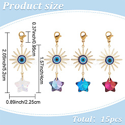 15 шт. подвесные украшения в виде звезд из гальванического стекла HJEW-AR0001-16