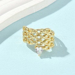 Латунные микро проложить манжеты кольца кубического циркония RJEW-D307-03G