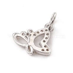 Подвески-бабочки из латуни с микропаве из прозрачного кубического циркония&nbsp;ZIRC-F132-54P