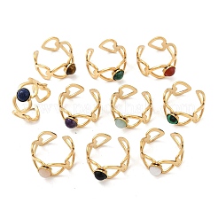 Полое сердце из нержавеющей стали 304 открытые манжетные кольца&nbsp;RJEW-Z078-16G