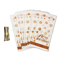 50 шт. Прозрачные целлофановые пакеты OPP с принтом снежинок на Рождество с проволочными завязками ABAG-C013-03