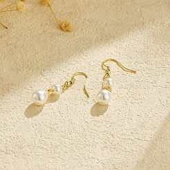 Серьги-подвески из пластика-слезинки с имитацией жемчуга FS-WG3074F-01