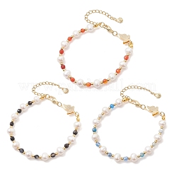 Браслеты из натуральных бусин из искусственного пресноводного жемчуга и окрашенного натурального агата BJEW-JB12808