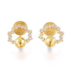 Латунные микропаве прозрачные кубические цирконии клипсы фурнитура для полупросверленных бусин KK-T071-09G