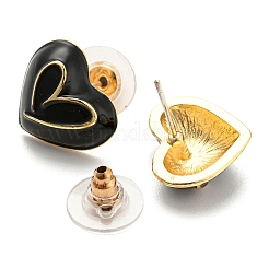 Асимметричные серьги с эмалью Heart & Word Love EJEW-Z018-02B