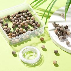 100шт 8мм круглые бусины из натурального ископаемого коралла&nbsp;DIY-LS0002-34