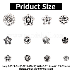 120 шт. 12 стиля тибетских бусин из сплава в форме цветка 3D&nbsp;FIND-YW0009-60