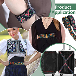 6 ярд 2-цветный этнический стиль вышивка плоский полиэстер эластичный треугольный жаккардовый резиновый шнур/лента OCOR-BC0007-68