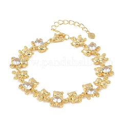 Браслеты-цепочки с микропаве из кубических цирконий из латуни для женщин&nbsp;BJEW-K248-05G