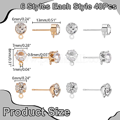 240 шт. 6 стиля железо и сплав кристалл горный хрусталь серьги-гвоздики фурнитура EJEW-WR0001-01
